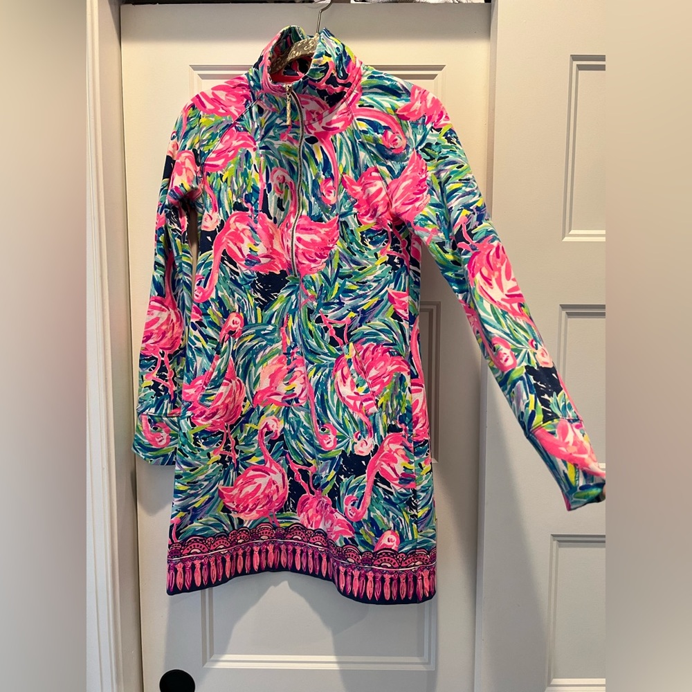 Lilly Pulitzer flamingo popover dress